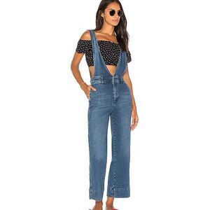 NEW NWOT Free People A Line Flare Denim Overalls JEANS sz 0